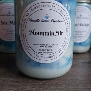 "Mountain Air" Soy Wax Candle - Blue & White
